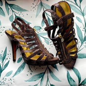 Wild Rose brown strappy heels